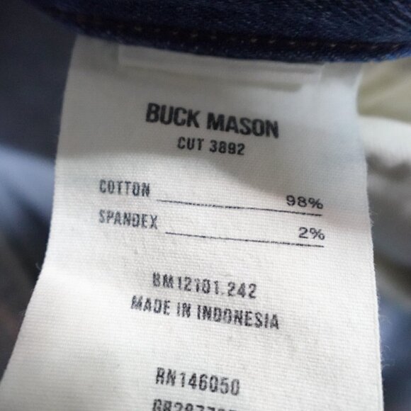 Buck Mason Jeans 34 x 32 Blue Straight Button Fly - Picture 8 of 11